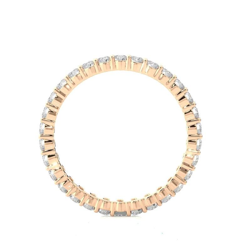 For Sale:  2 mm Round Moissanite Eternity Band Ring for Her in Rose Gold Plated 925 Silver 3