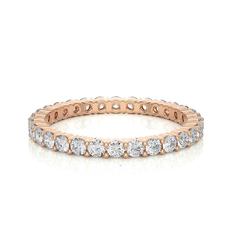 For Sale:  2 mm Round Moissanite Eternity Band Ring for Her in Rose Gold Plated 925 Silver 6