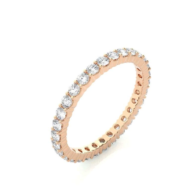 For Sale:  2 mm Round Moissanite Eternity Band Ring for Her in Rose Gold Plated 925 Silver 9