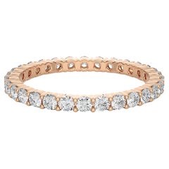 2 MM Round Moissanite Eternity Band Ring in Rose Gold Plated 925 Silver