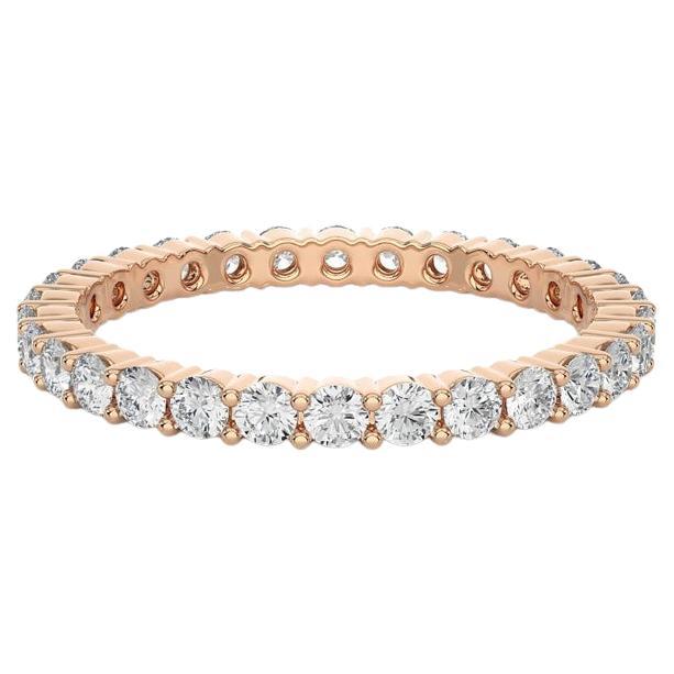 2 mm Round Moissanite Eternity Band Ring for Her in Rose Gold Plated 925 Silver