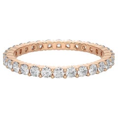 2 MM Round Moissanite Eternity Band Ring for Mom in Rose Gold Plated 925 Silver