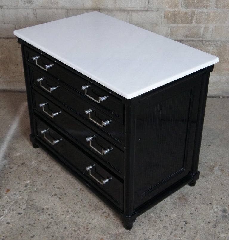 2 Modern Black Marble Top Bedside Chests 4 Drawer Commode Nightstands  Dressers at 1stDibs | black dresser marble top, black dresser with marble  top, black dresser with white marble top