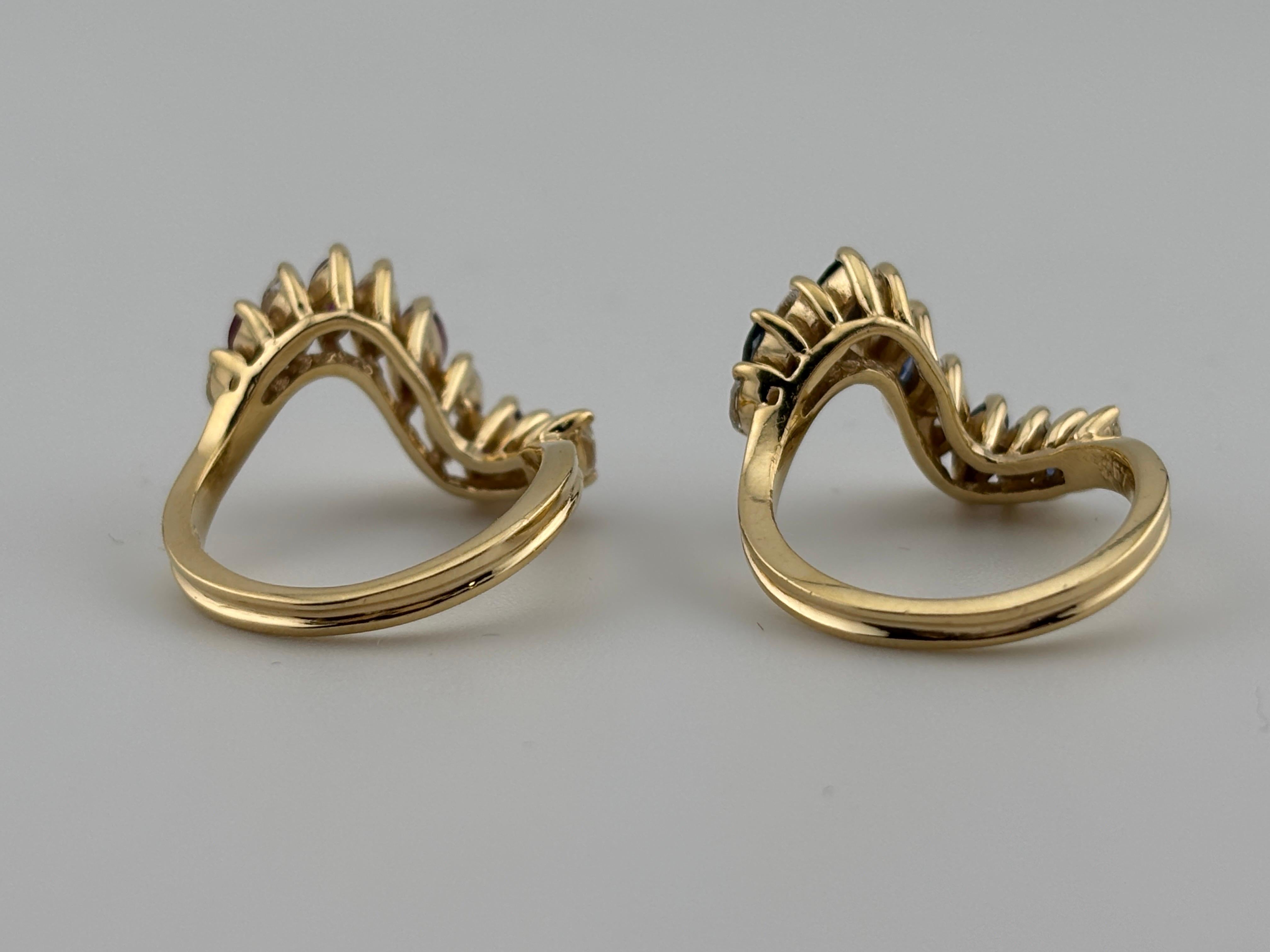 2 Modern Stacking Rings/Bands/Sapphire & Diamond Band/Ruby & Diamond Band/14KYG For Sale 1