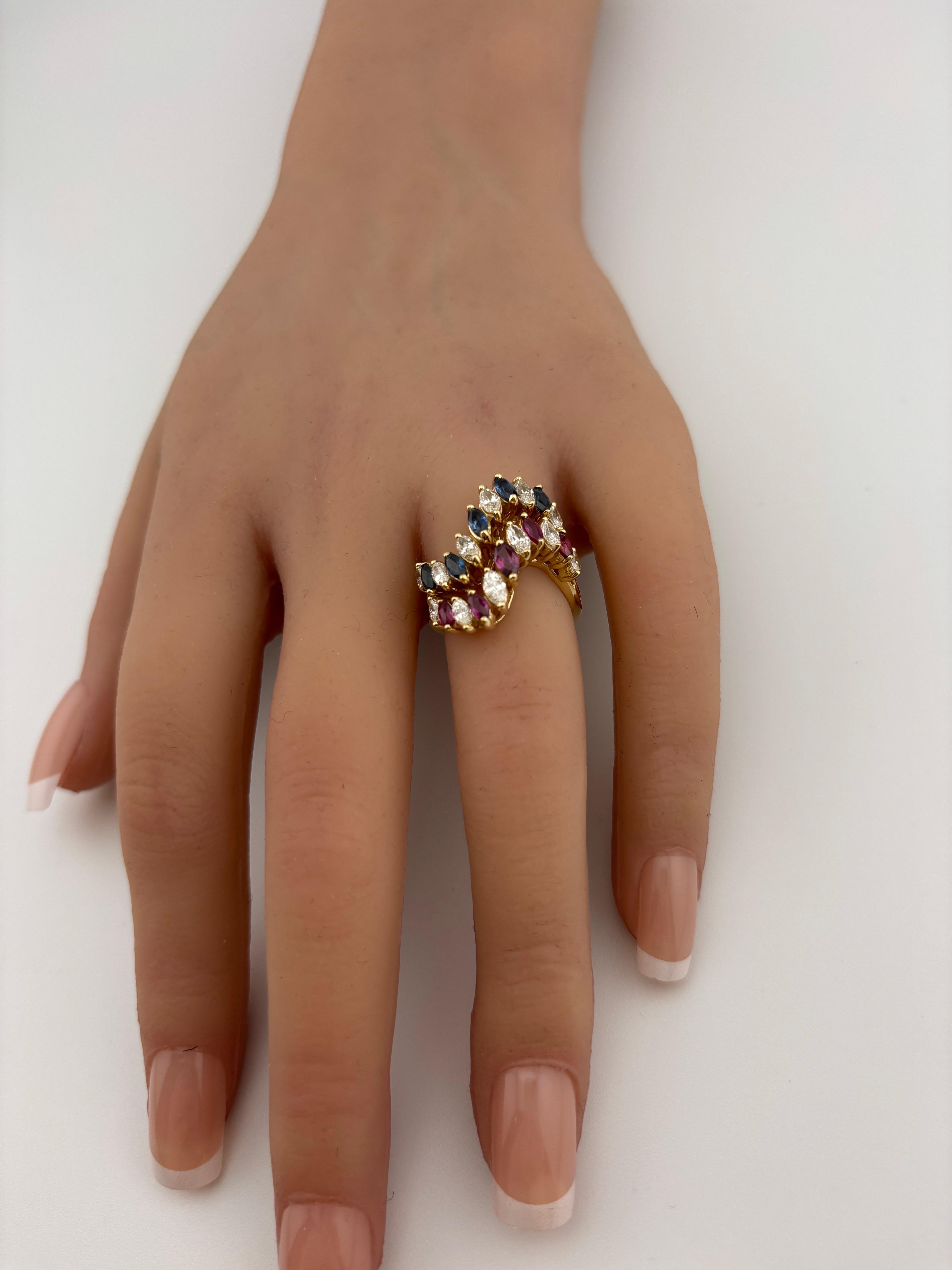 2 Modern Stacking Rings/Bands/Sapphire & Diamond Band/Ruby & Diamond Band/14KYG For Sale 2