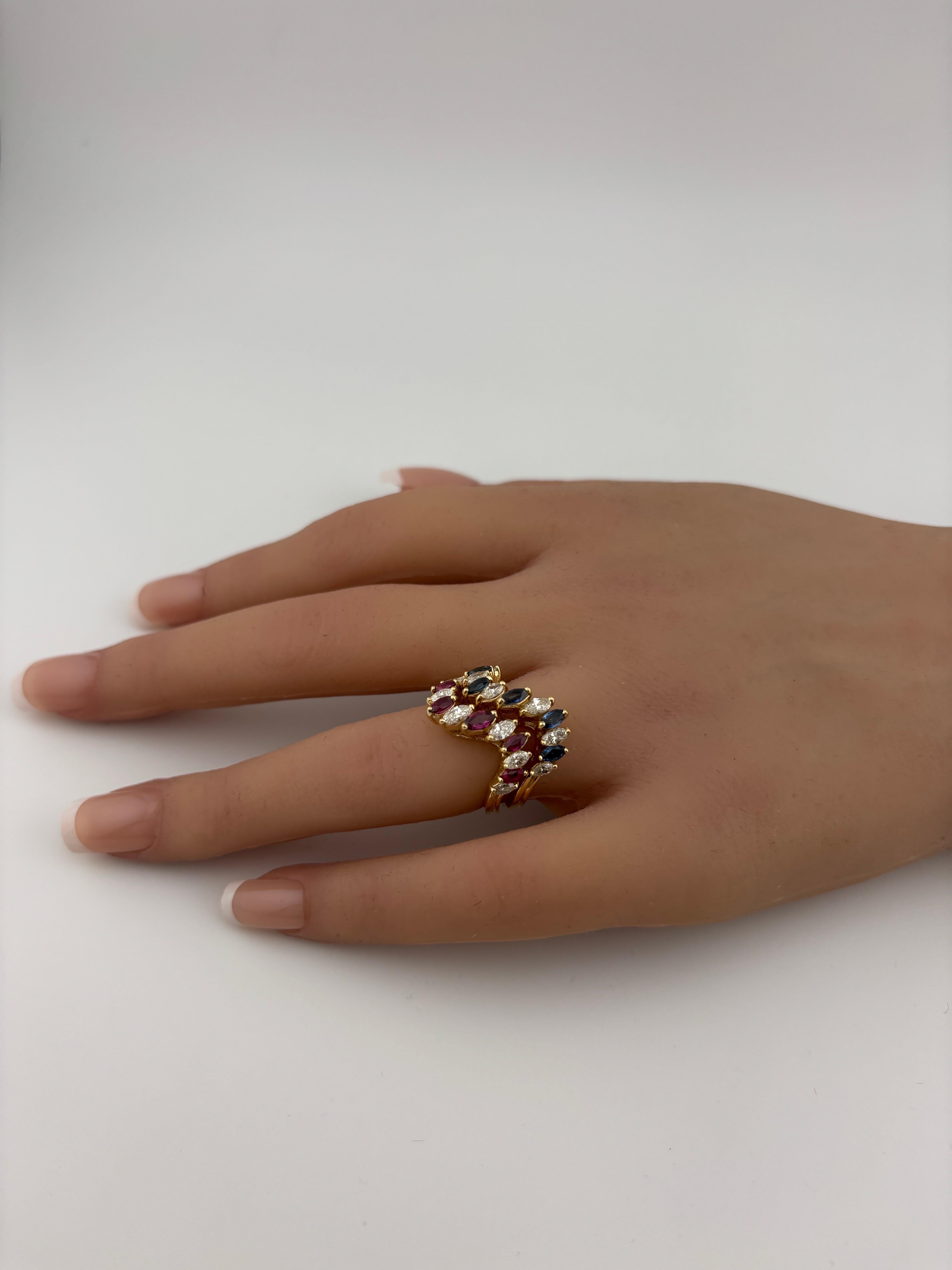 2 Modern Stacking Rings/Bands/Sapphire & Diamond Band/Ruby & Diamond Band/14KYG For Sale 3