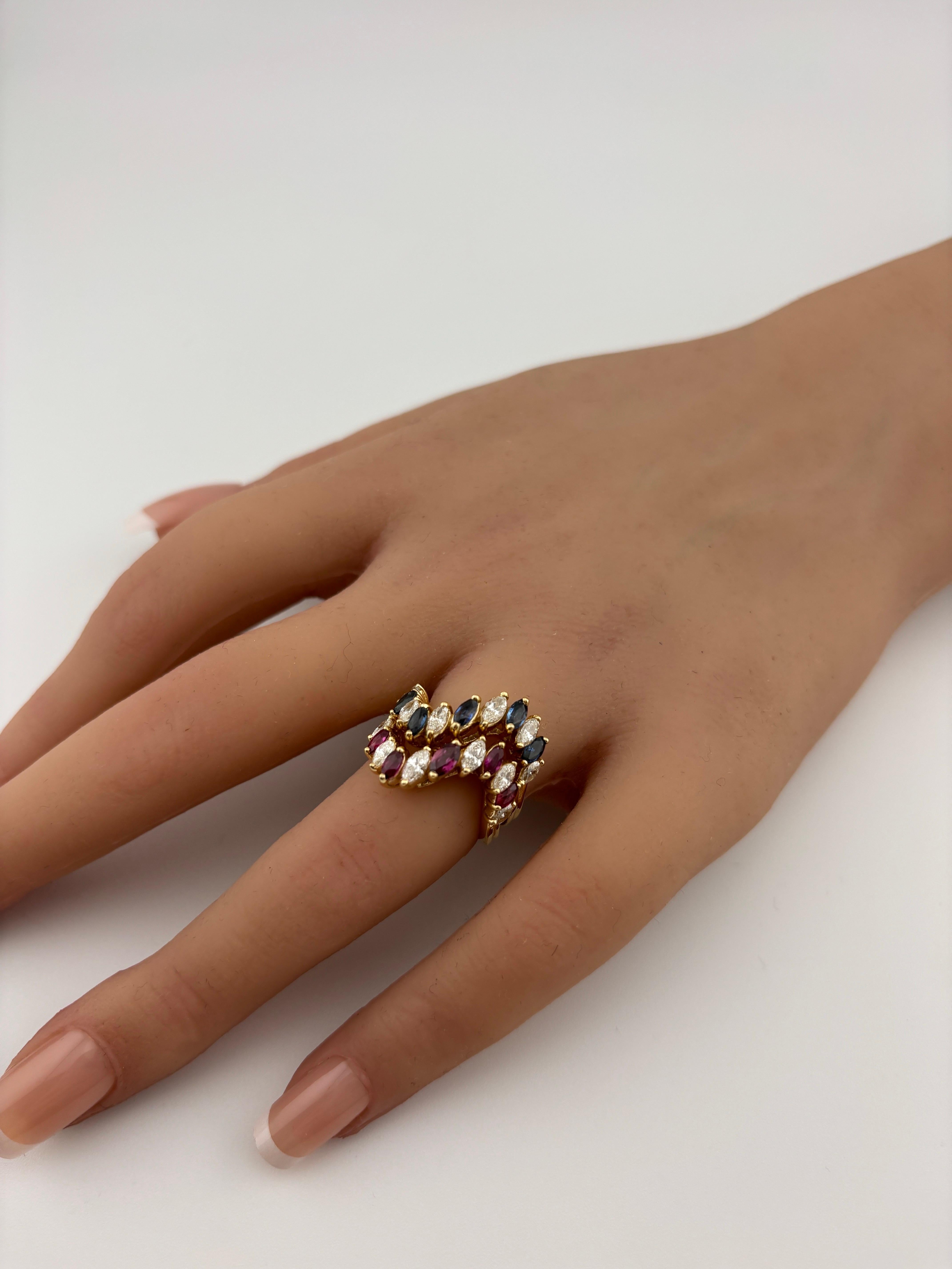 2 Modern Stacking Rings/Bands/Sapphire & Diamond Band/Ruby & Diamond Band/14KYG For Sale 4