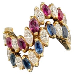 2 Modern Stacking Rings/Bands/Sapphire & Diamond Band/Ruby & Diamond Band/14KYG