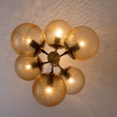 2 Molecular Chandeliers by VEB, Amber Glass Globes, For Taylor