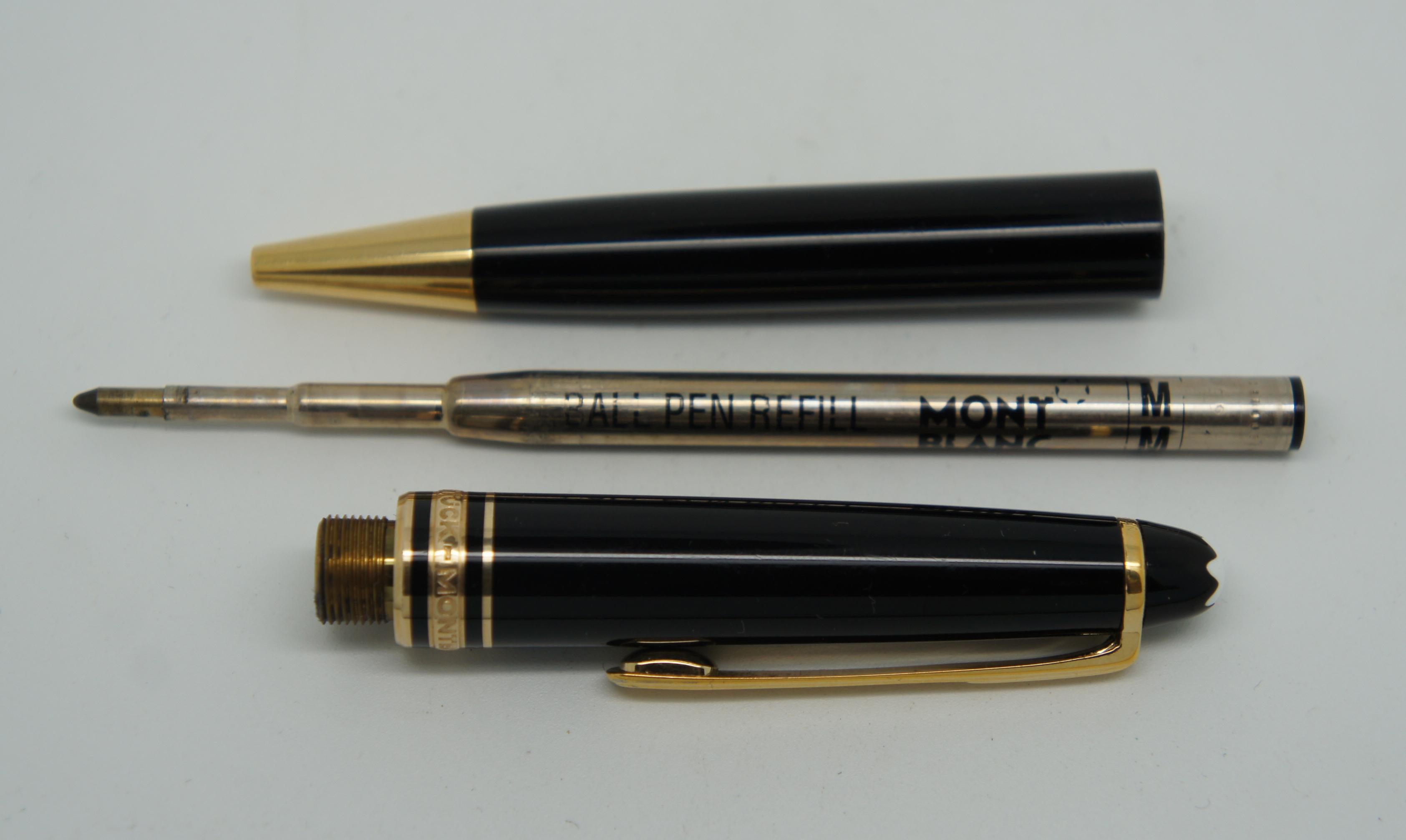 2 Montblanc LeGrand Meisterstuck Ballpoint Pen & Mechanical Pencil Leather Case In Good Condition In Dayton, OH