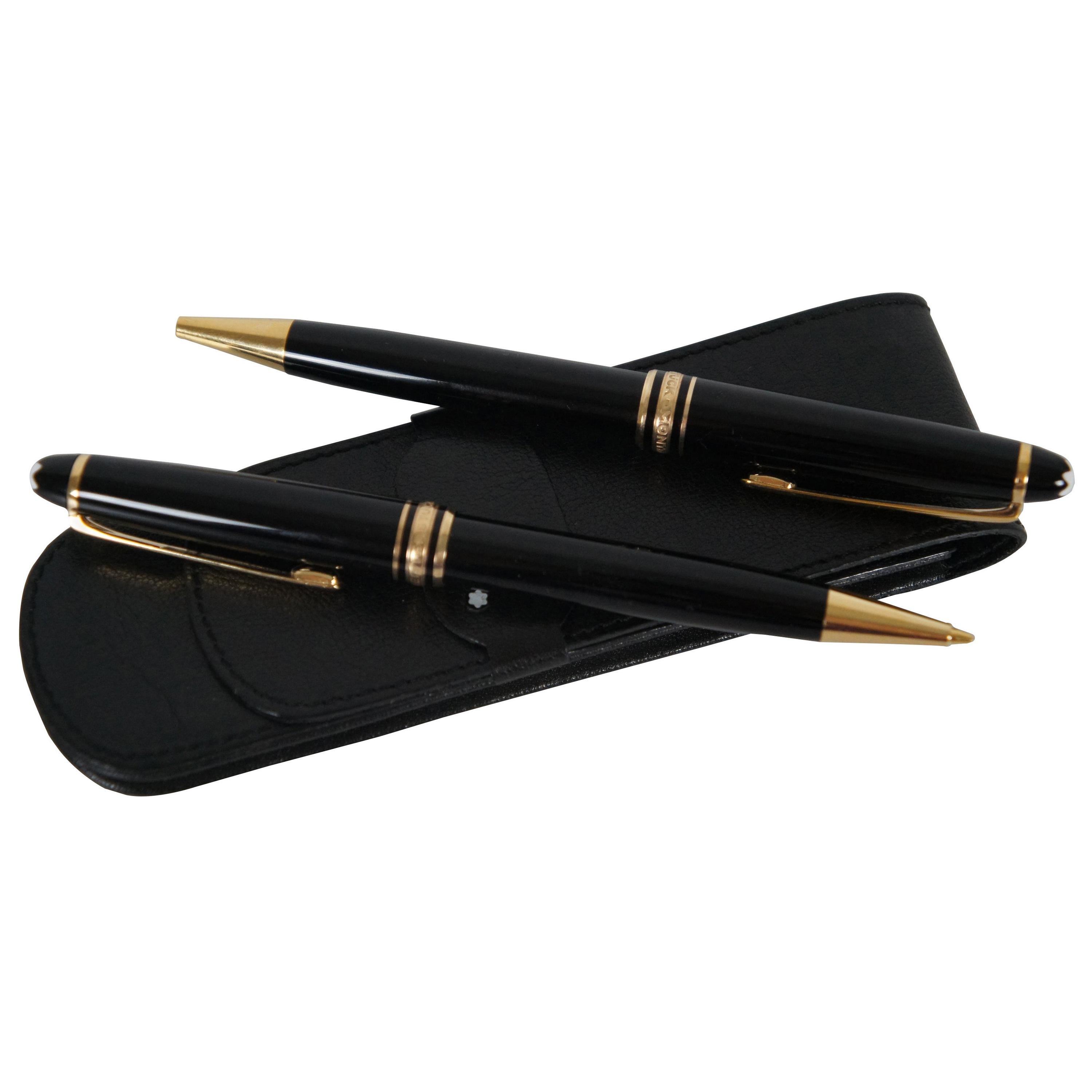 2 Montblanc LeGrand Meisterstuck Ballpoint Pen & Mechanical Pencil Leather Case