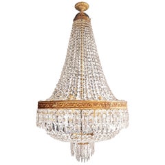 2 Montgolfiè Empire Brass Sac a Pearl Chandelier Crystal Lustre Ceiling Antique