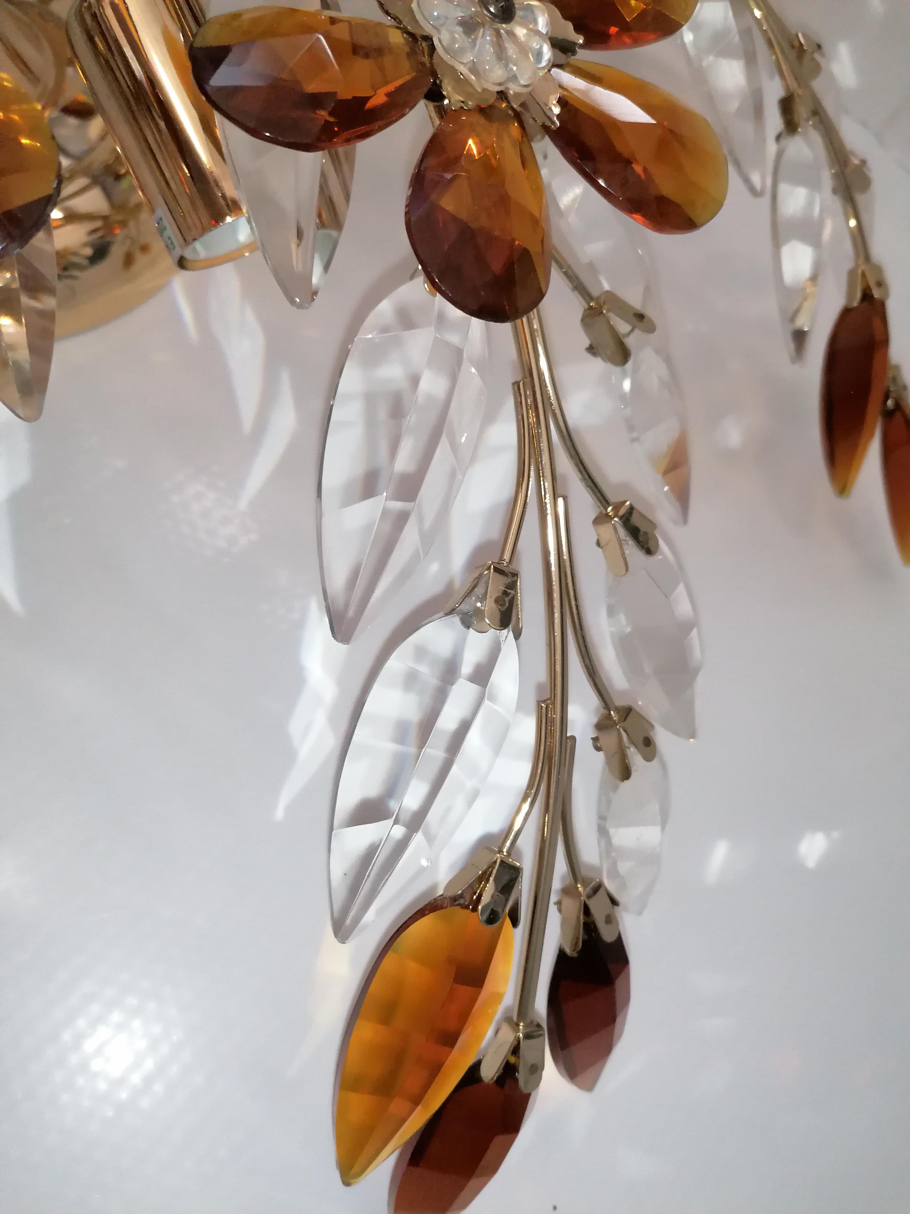 2 Monumental Maison Baguès avec fleurs en cristal clair ambré en vente 9