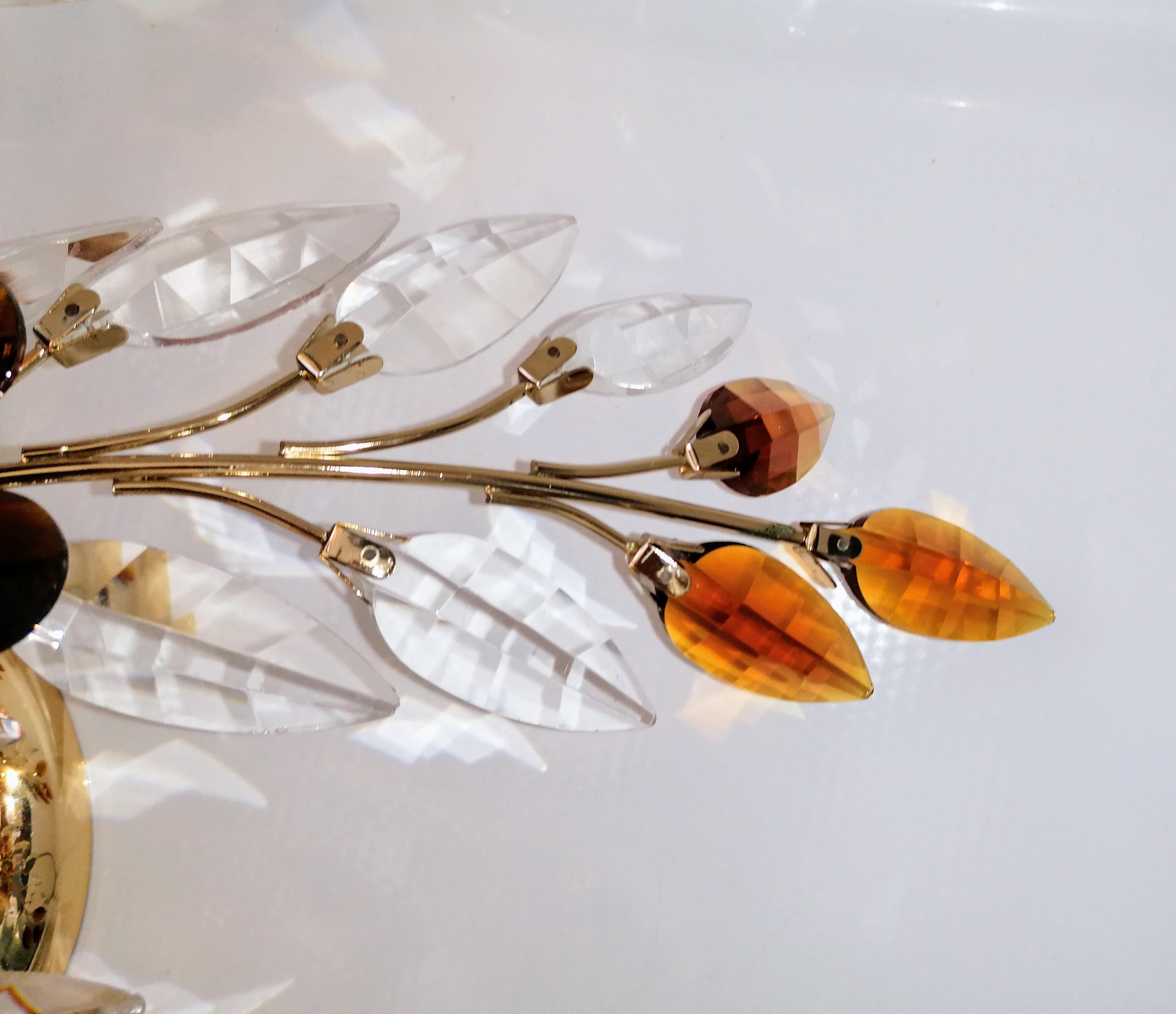 2 Monumental Maison Baguès avec fleurs en cristal clair ambré en vente 1