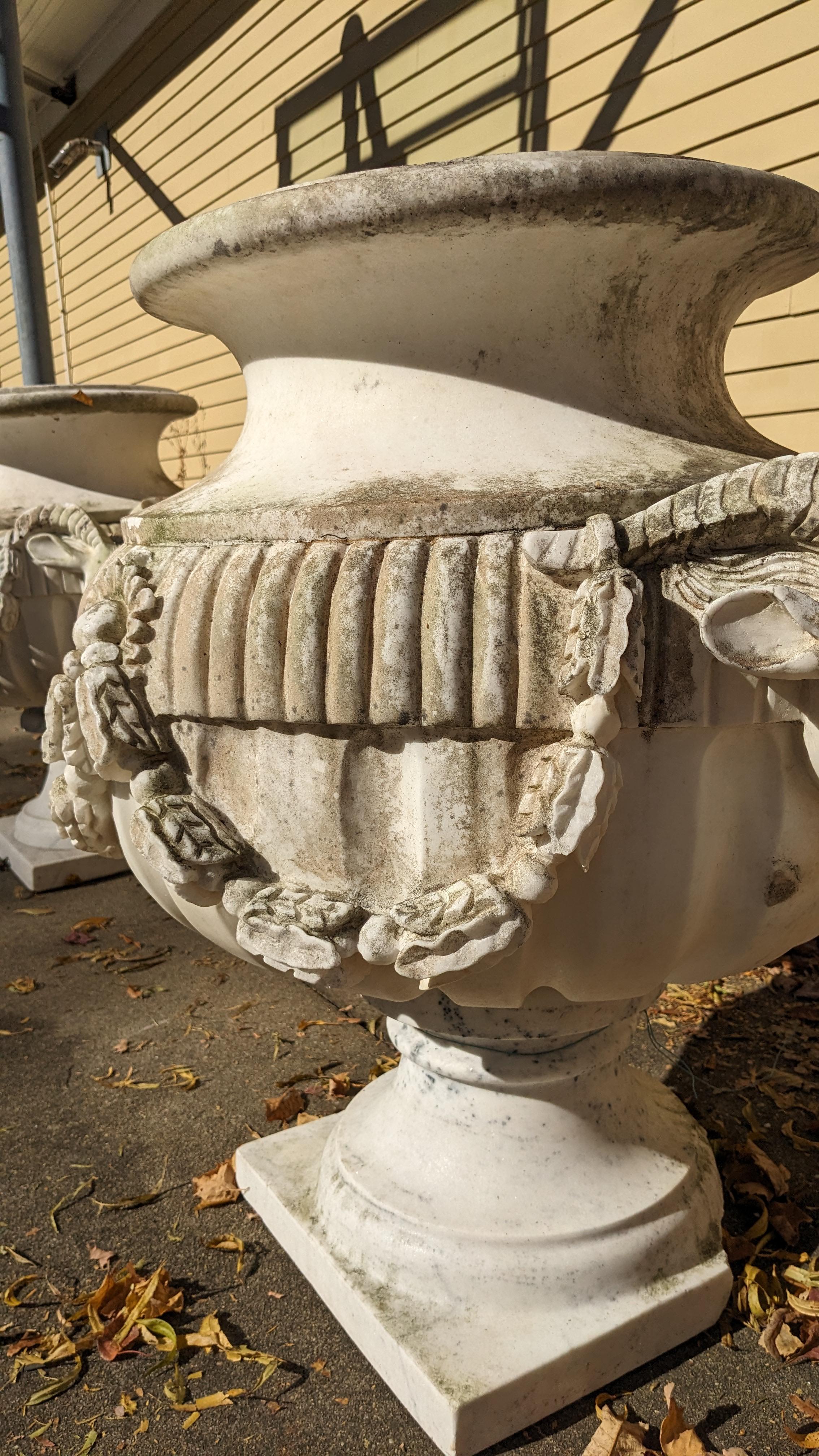 2 Monumental Italian Marble Figural Ram Goat Urns Jardinière Planter Cache Pot 3