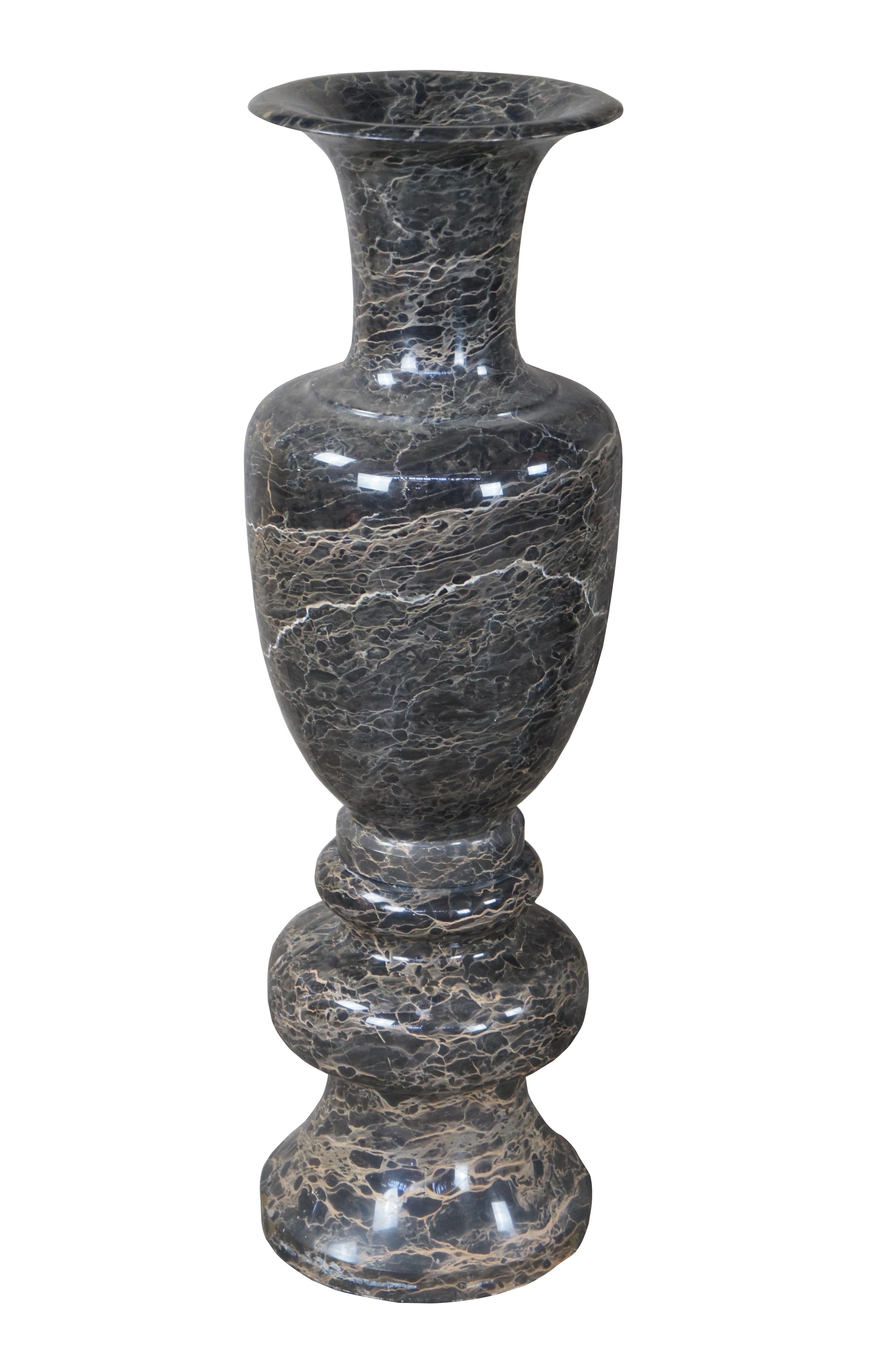 2 Monumental Italian Polished Marble Floor Vases Stand Urns Post Modern Pair 37