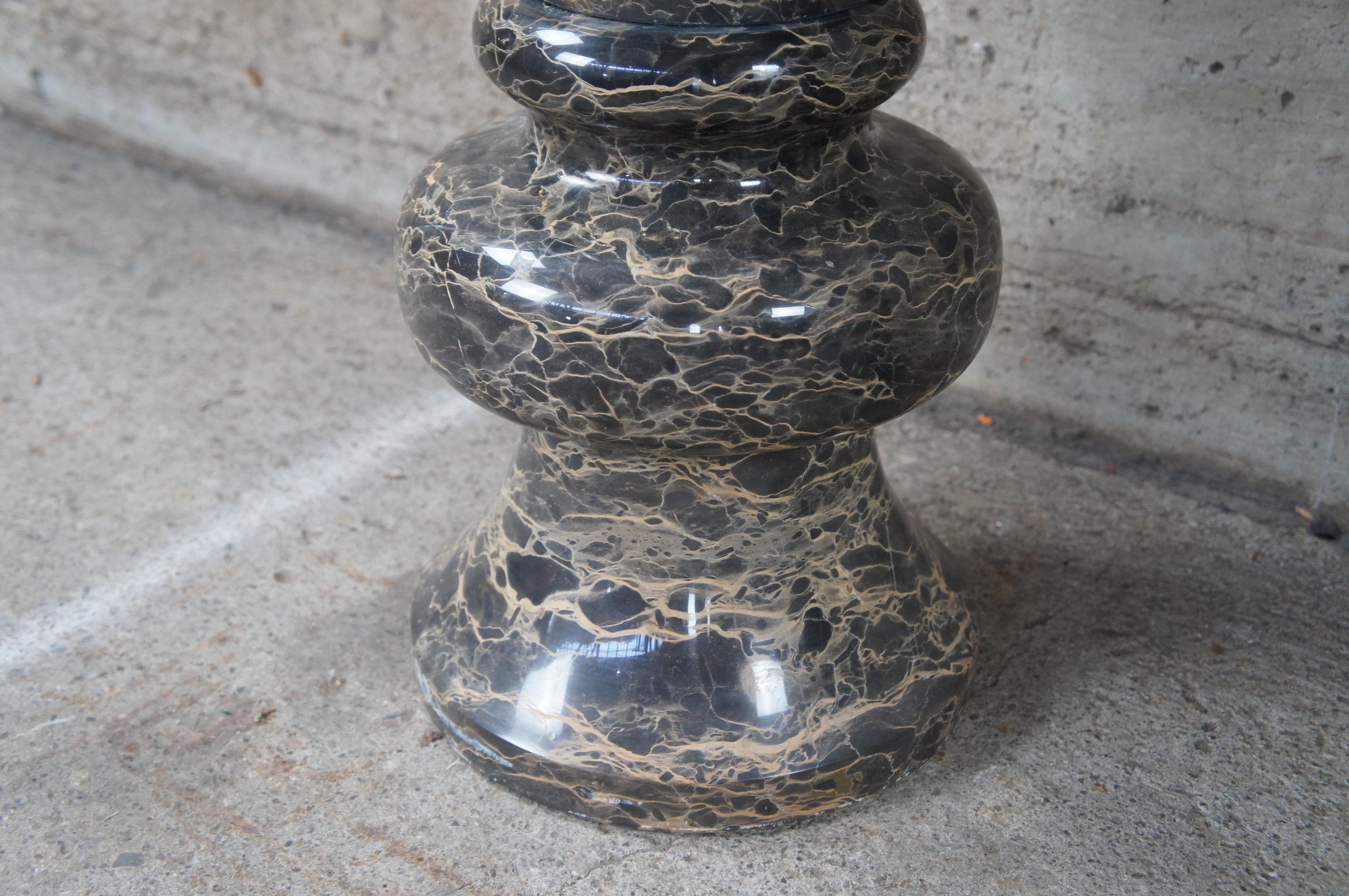 2 Monumental Italian Polished Marble Floor Vases Stand Urns Post Modern Pair 37