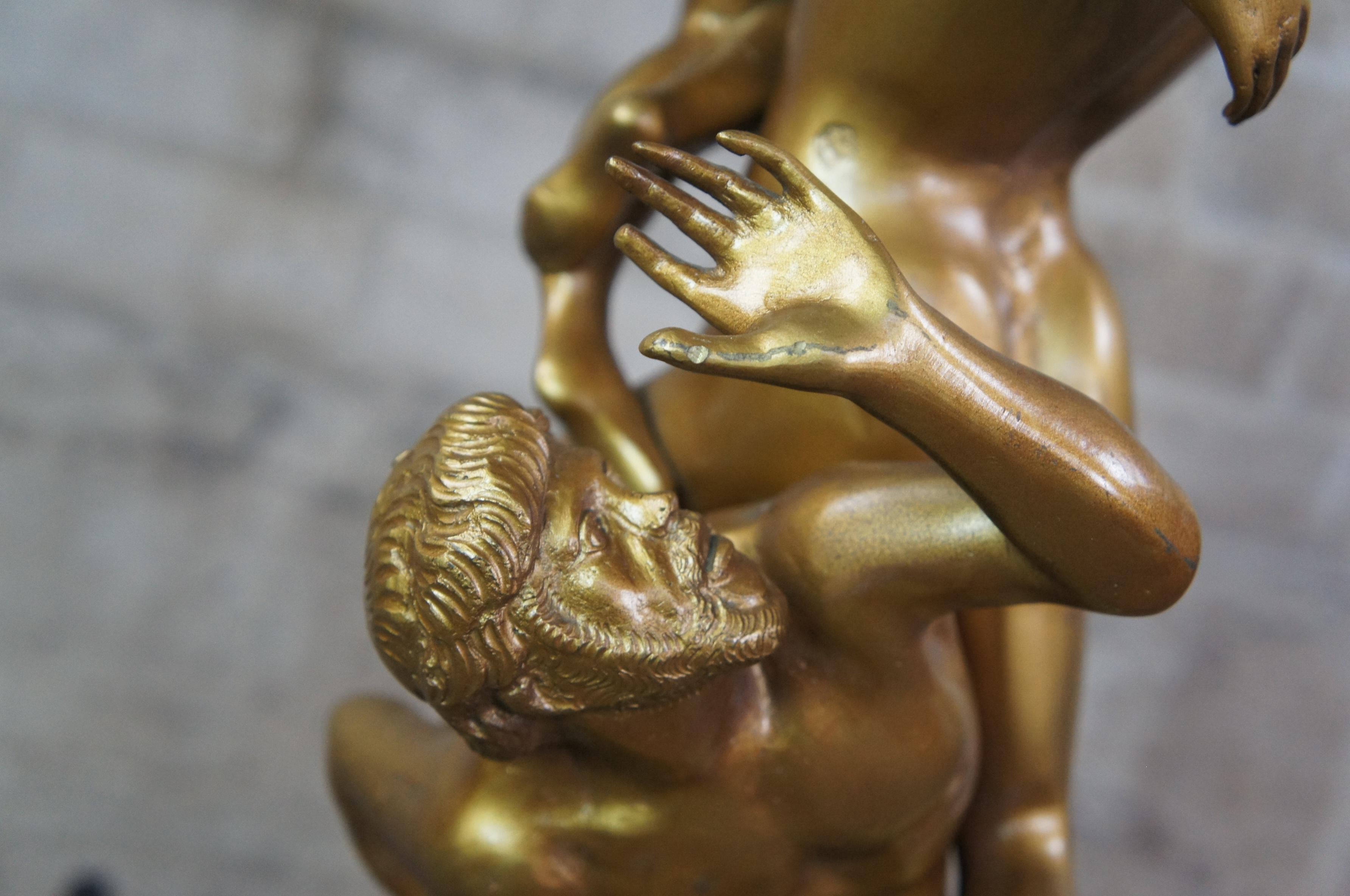 2 Monumental Renaissance Revival Sculptural Bronze Andirons After Giambologna For Sale 8