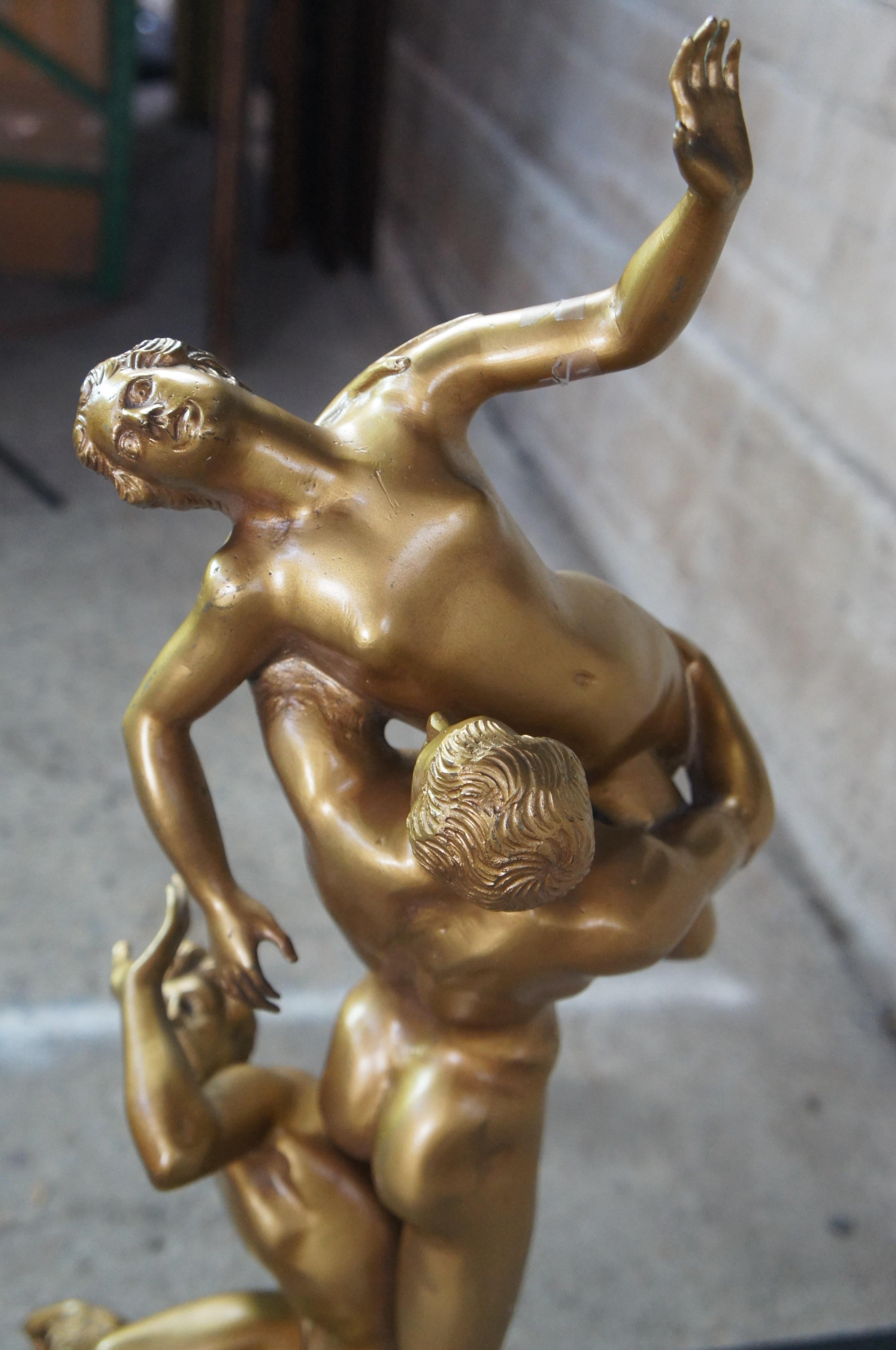 2 Monumental Renaissance Revival Sculptural Bronze Andirons After Giambologna For Sale 2
