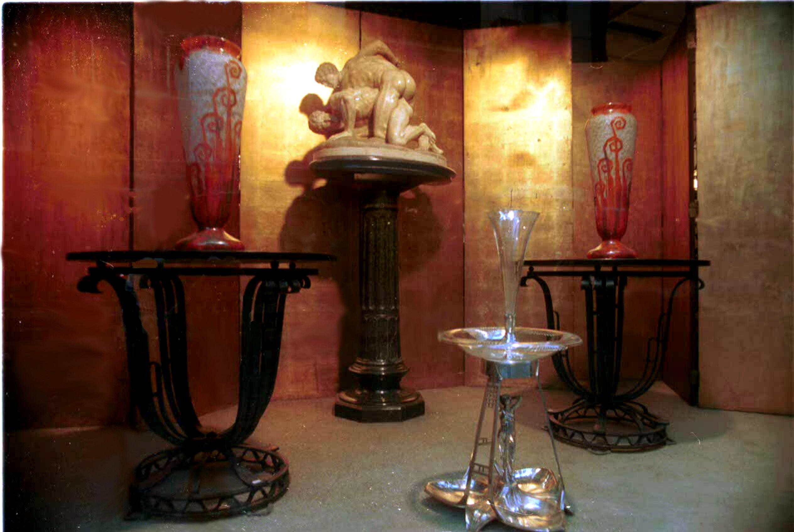 2 Vases Monumétal , Signe : Charder, Le Verre Francais ( Ferns Decoration ) en vente 8