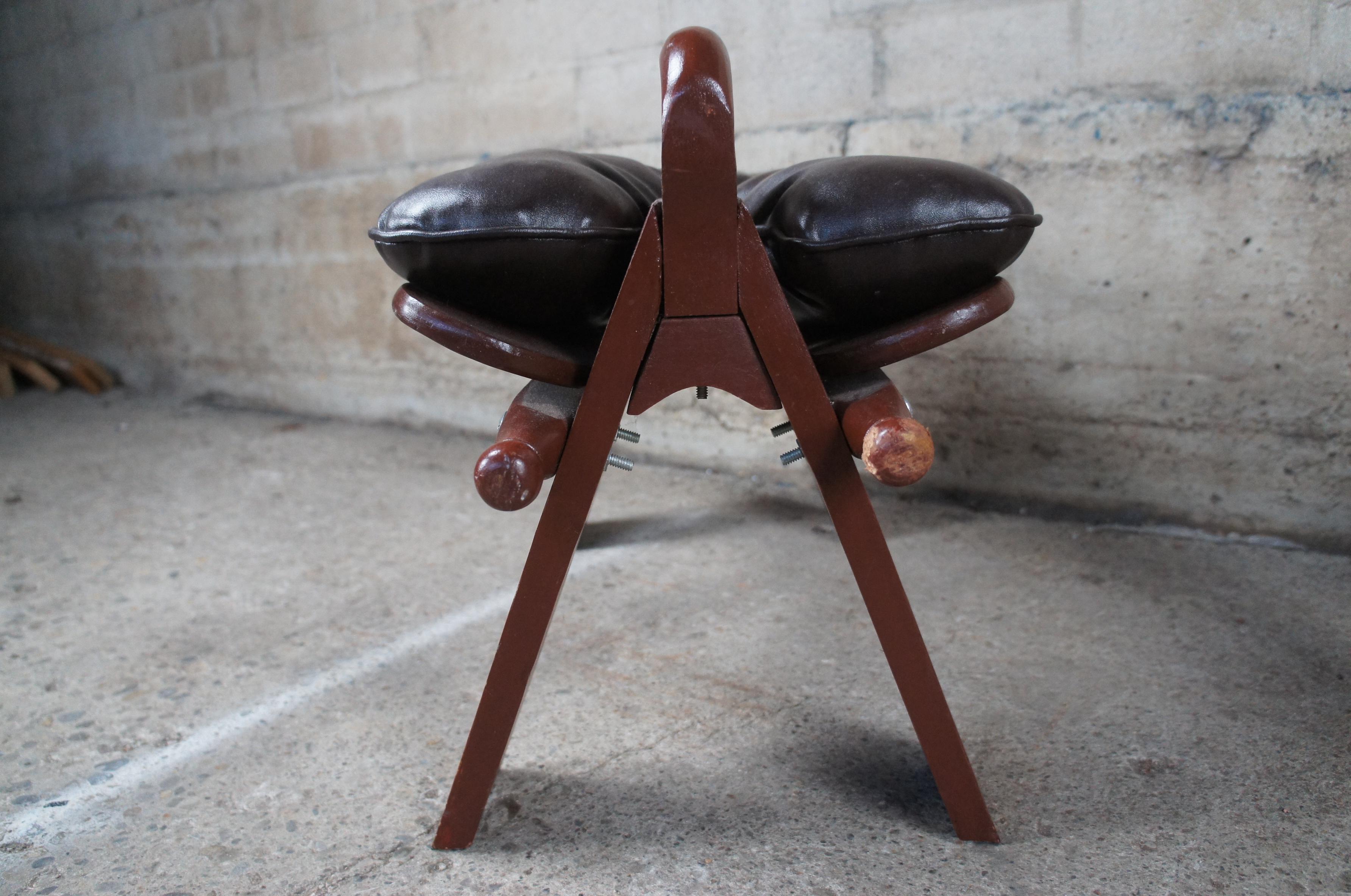 Mid-20th Century 2 Moroccan Leather Saddle Camel Stools Foot Rest Ottoman Pouf Bench Seat 29