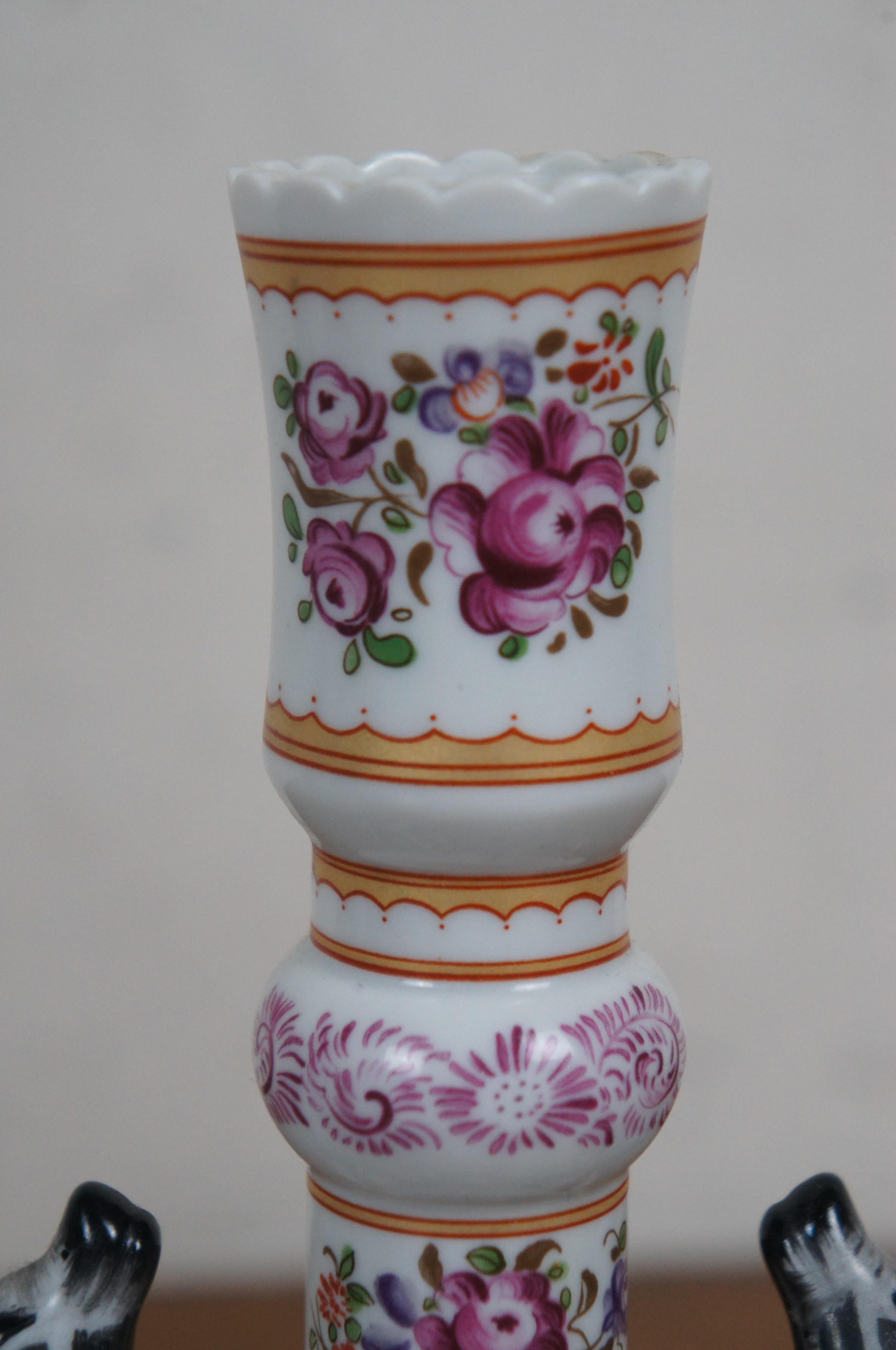2 Mottahedeh Stately Homes Sir Humphrey Wakefield Famille Rose Candlesticks 7