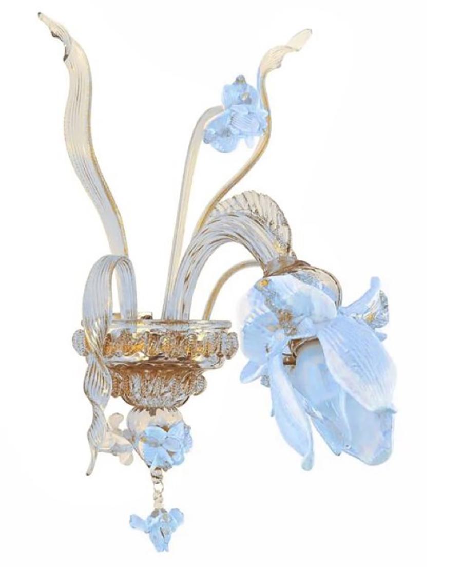 AP0267-1 wall sconce in special color, 1 piece 
w25cm x h 45cm x d 35cm 

S0267-6 custom Murano chandelier in special color, 1 piece 
Ø 90cm x h 100cm + chain and canopy

