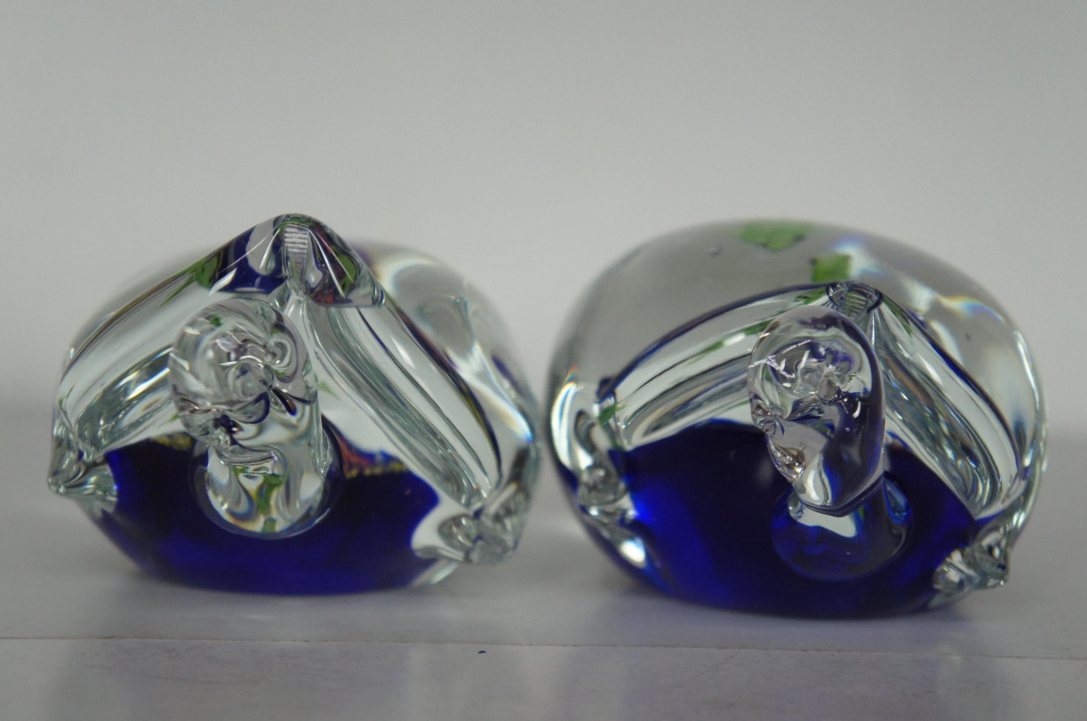 Modern 2 Murano Italian Art Glass Sea Turtle Aquarium Figurines Paperweights Pair For Sale