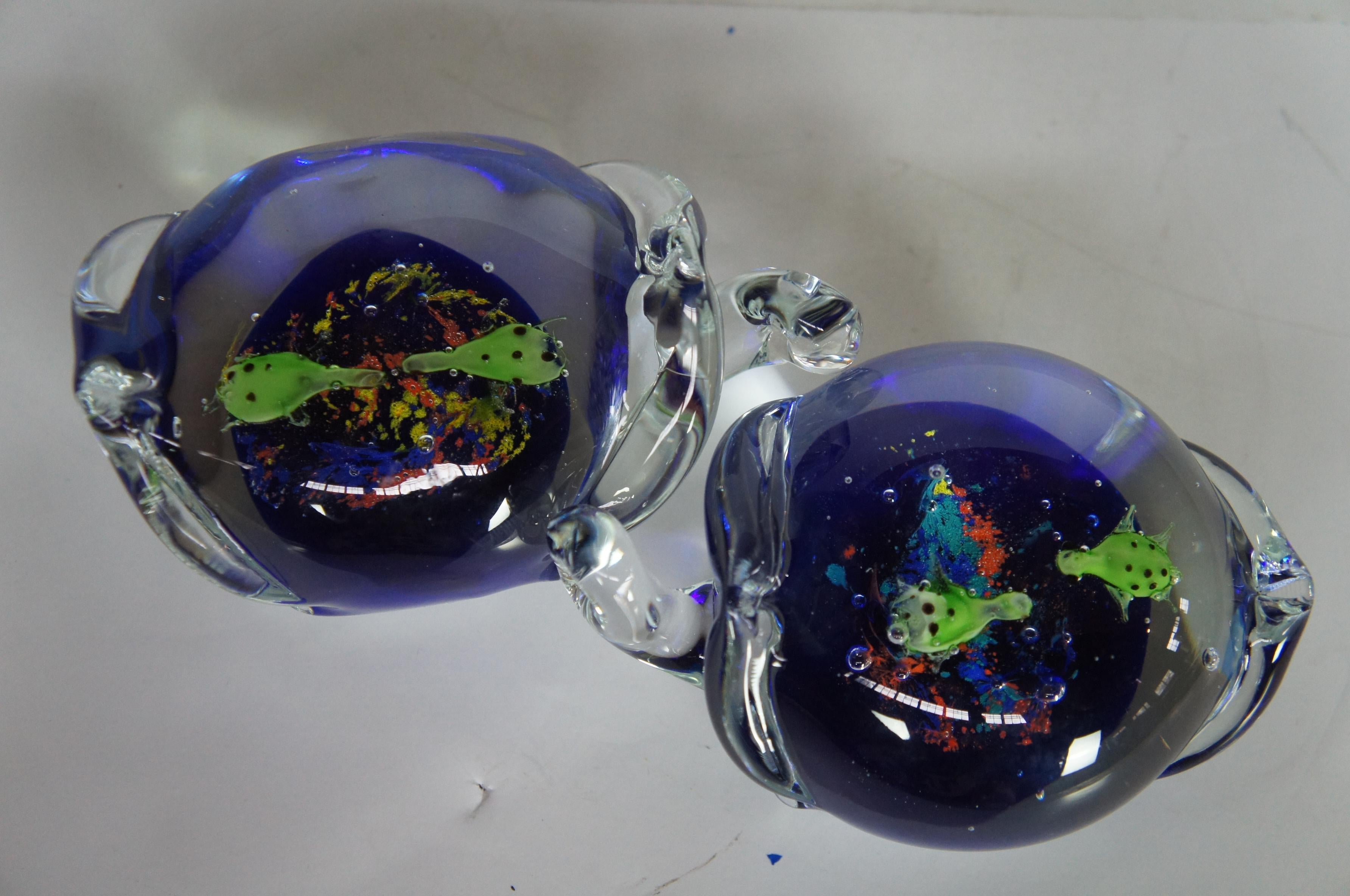 2 Murano Italian Art Glass Sea Turtle Aquarium Figurines Paperweights Pair For Sale 3