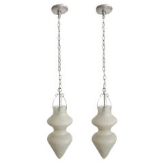 2 Murano Scavo Glass Double Gourd Pendant Fixture by Vetri Soffiati, Italy