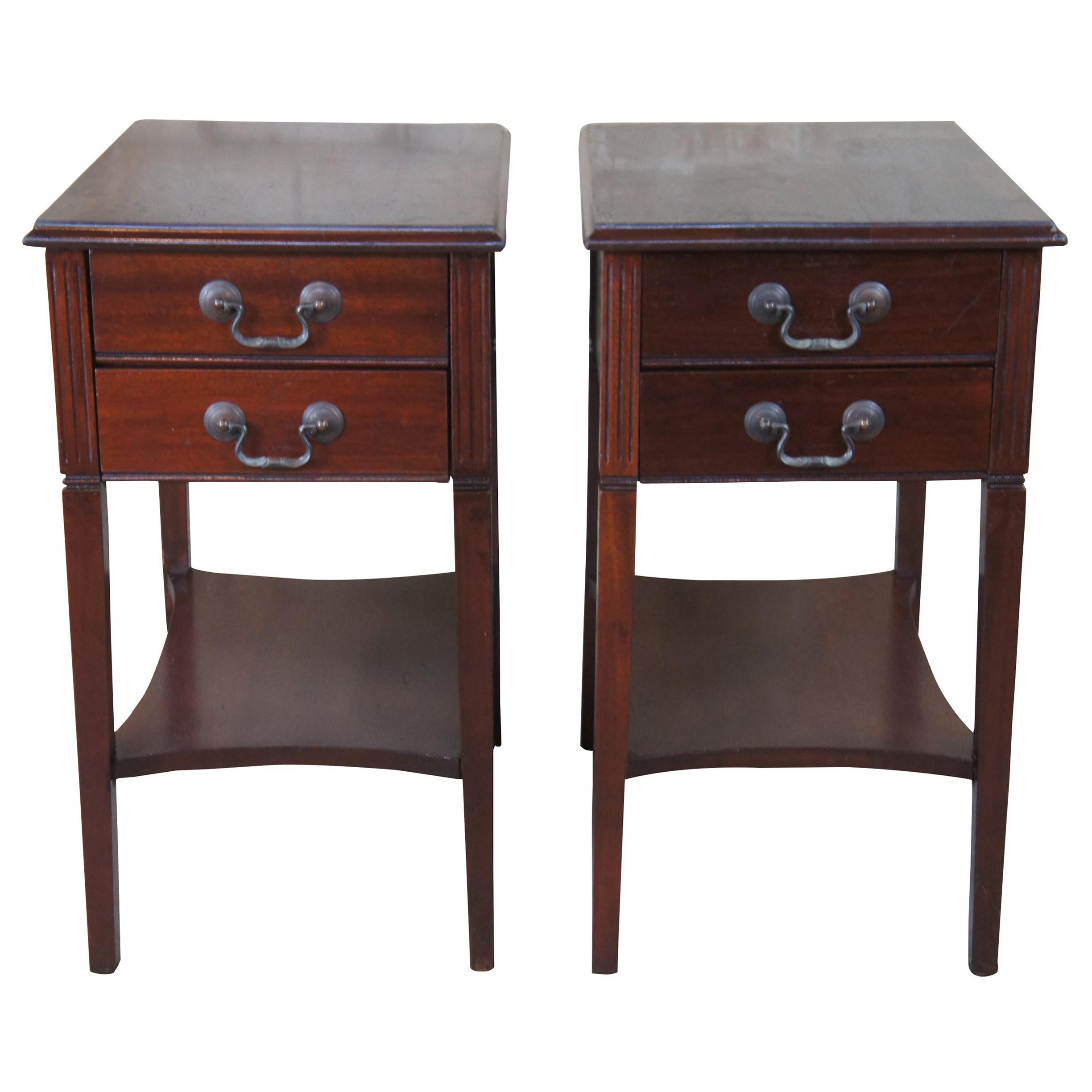 2 N. Snellenburg & Co Sheraton Mahogany Nighstand Commode End Tables Mid Century