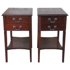 Vintage 2 N. Snellenburg & Co Sheraton Mahogany Nighstand Commode End Tables Mid Century