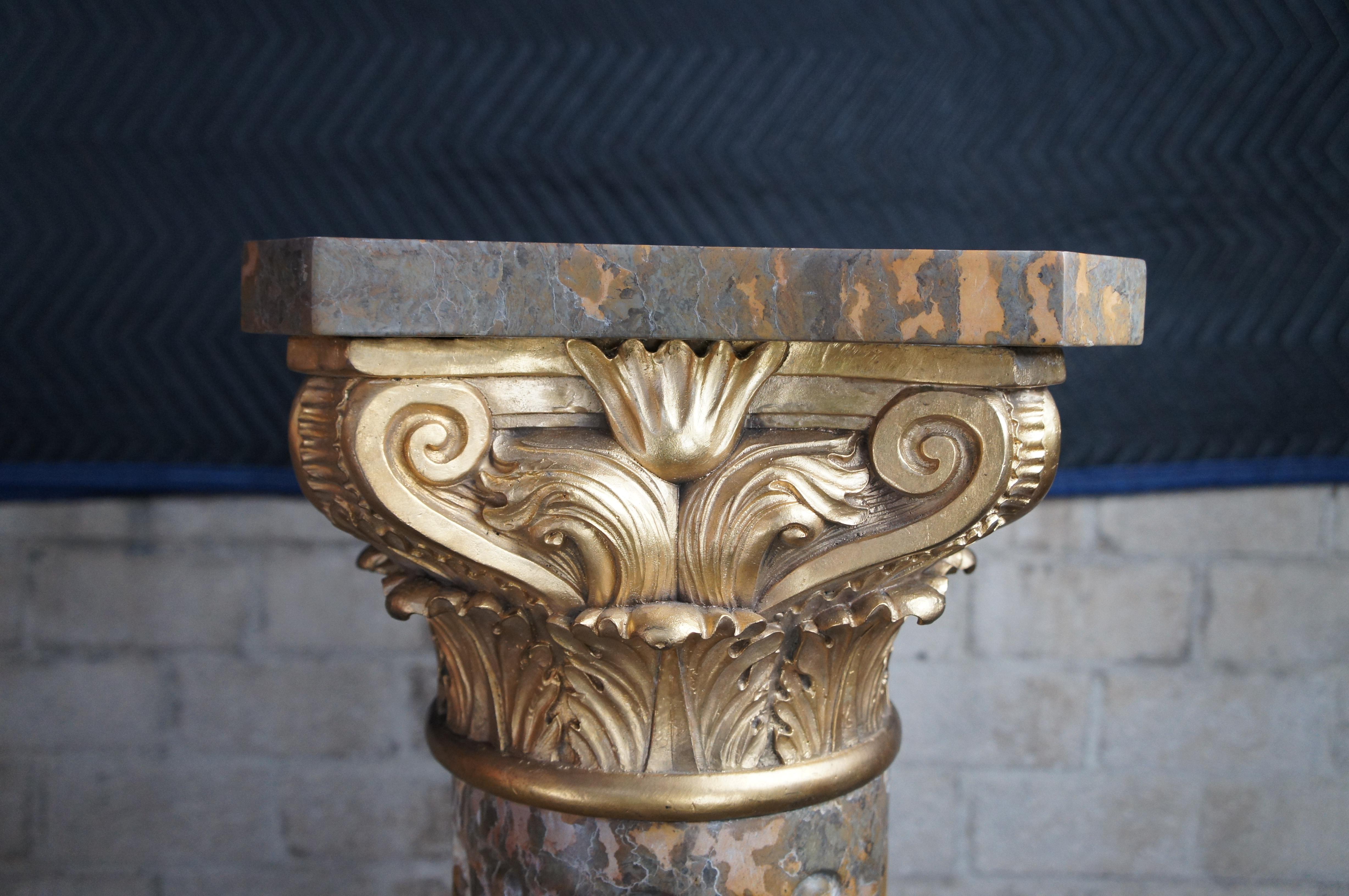 2 Socles Sculpture de style Napoléon III en marbre or tigré et bronze doré en vente 6
