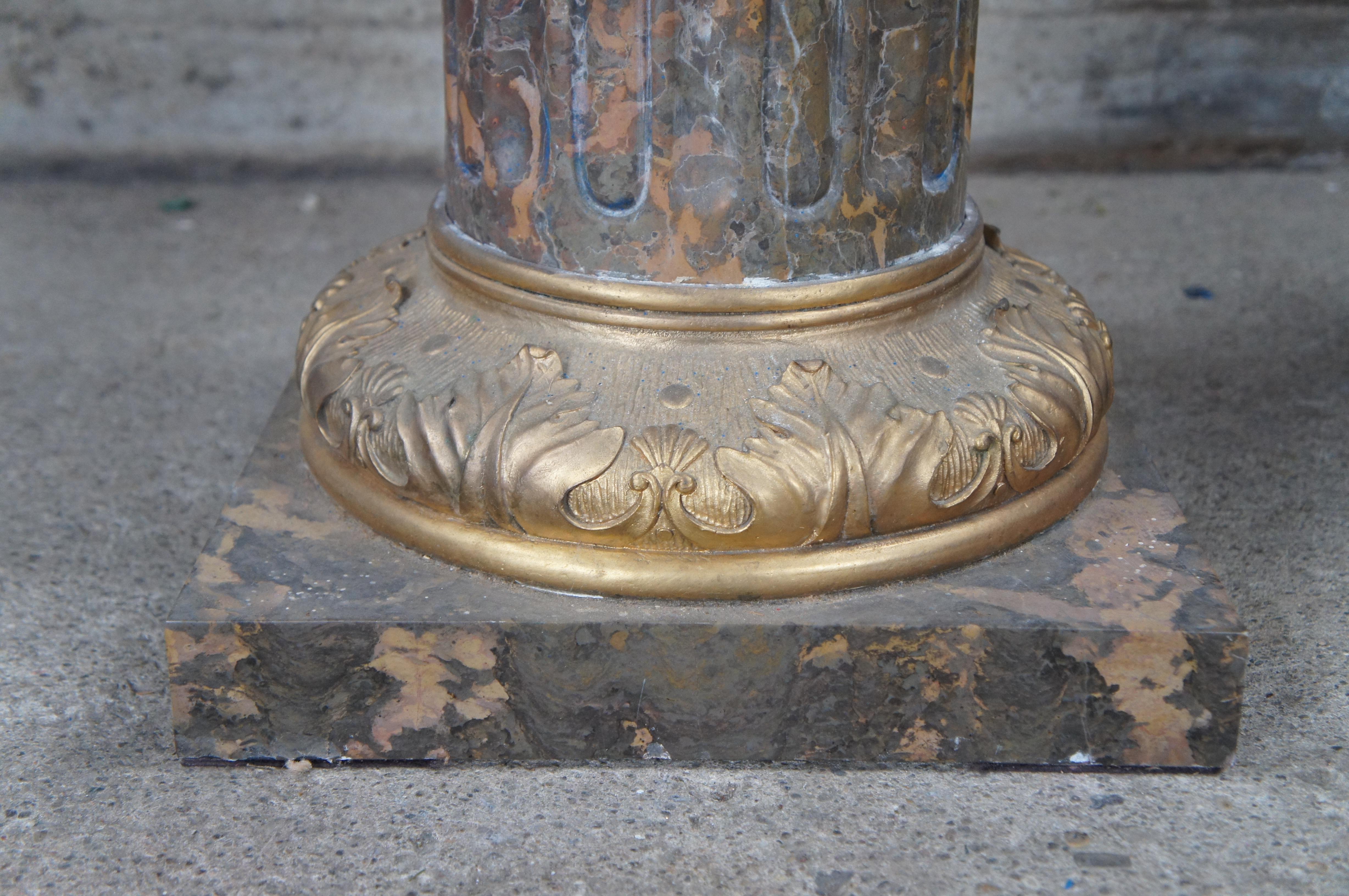 2 Socles Sculpture de style Napoléon III en marbre or tigré et bronze doré en vente 2