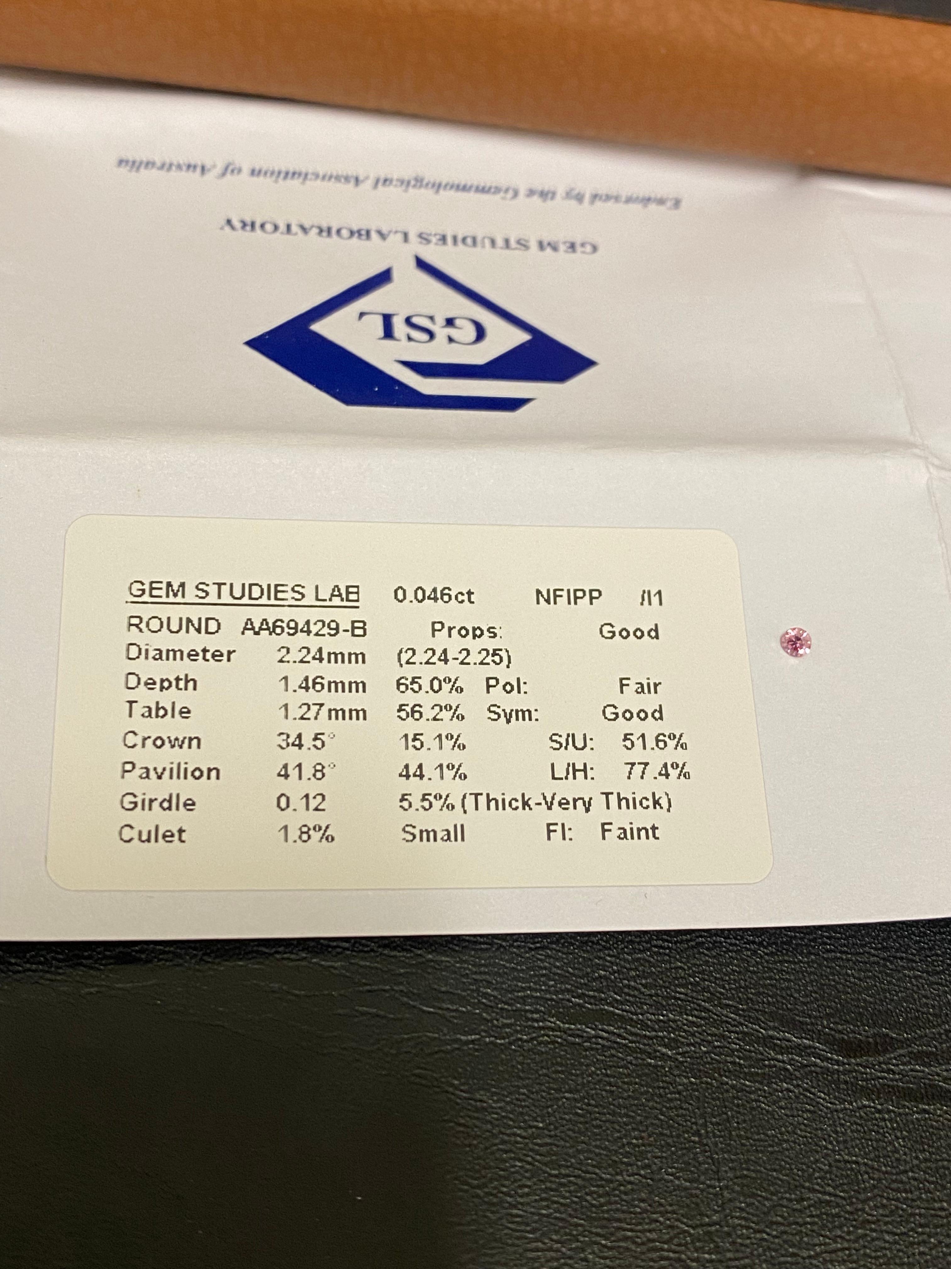 2 diamanti sfusi naturali Argyle Fancy Purplish Pink: 0,046ct x 2. Certificato GSL in vendita 1
