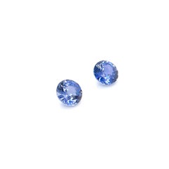 2 Natural Round Diamond-Cut Blue Sapphires Cts 1.21