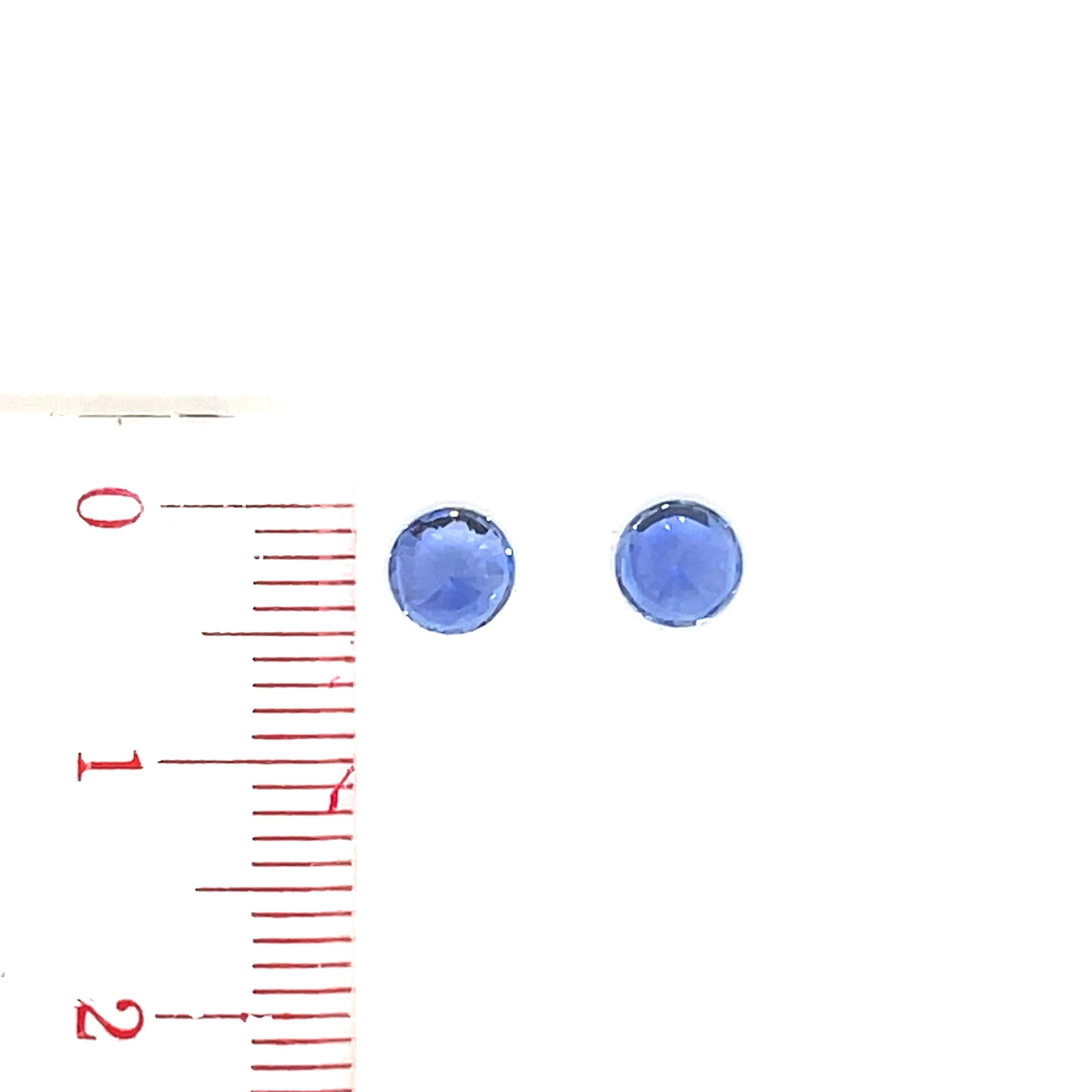 2 saphirs bleus naturels ronds taillés en diamants Cts 1,21 en vente 1