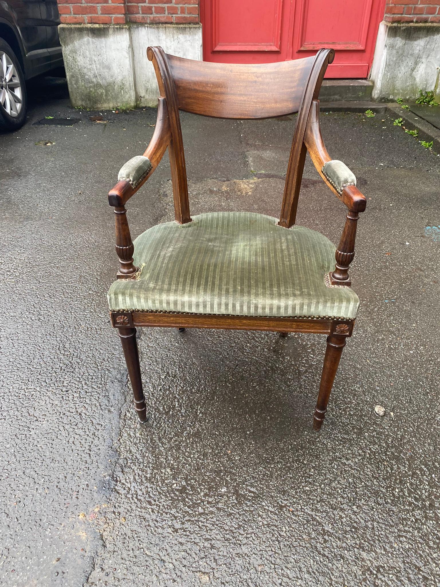 Restauration 2 Neo Classic Armchairs, circa 1950 For Sale