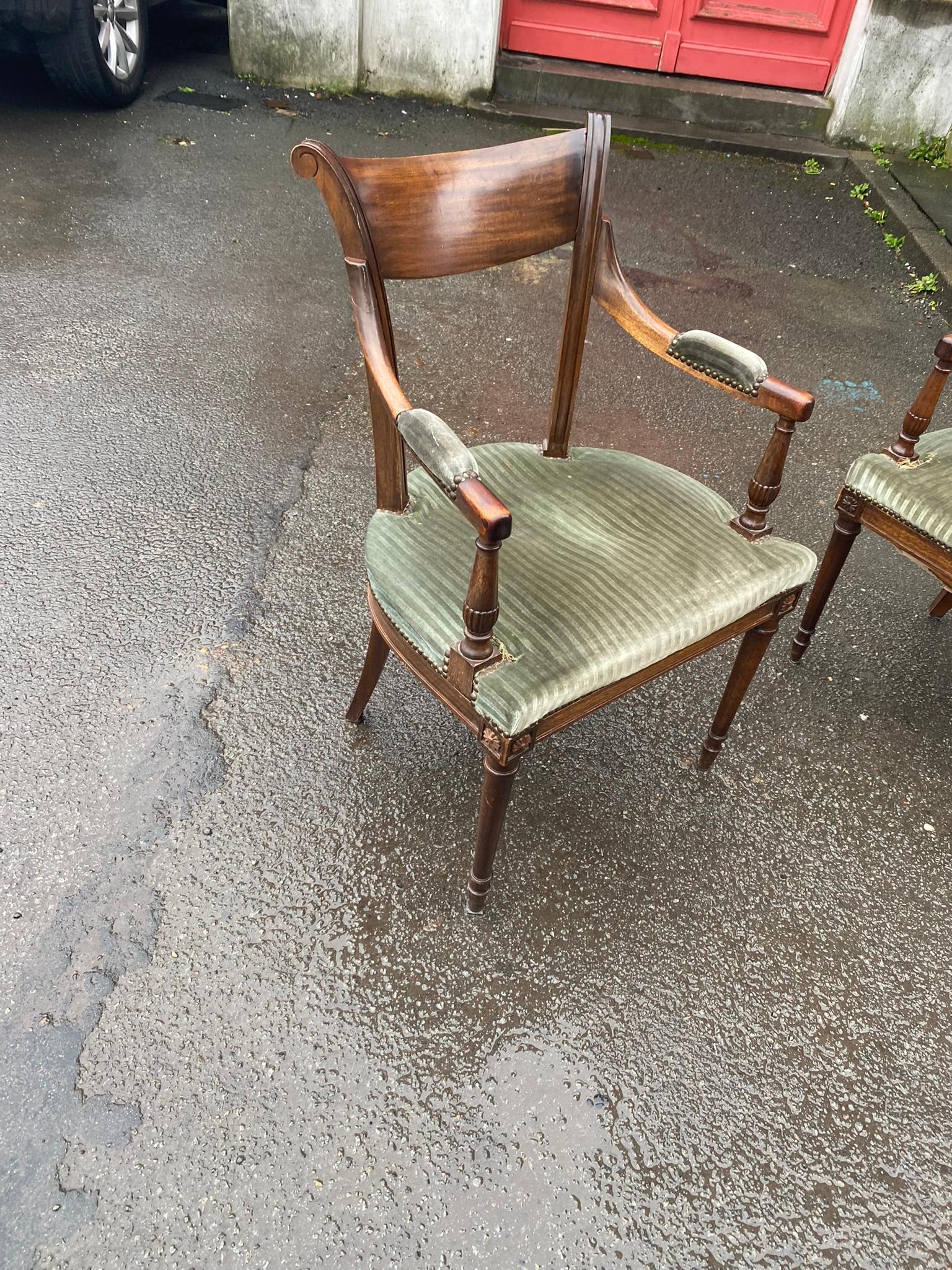 2 Neo Classic Armchairs, circa 1950 In Fair Condition For Sale In Saint-Ouen, FR