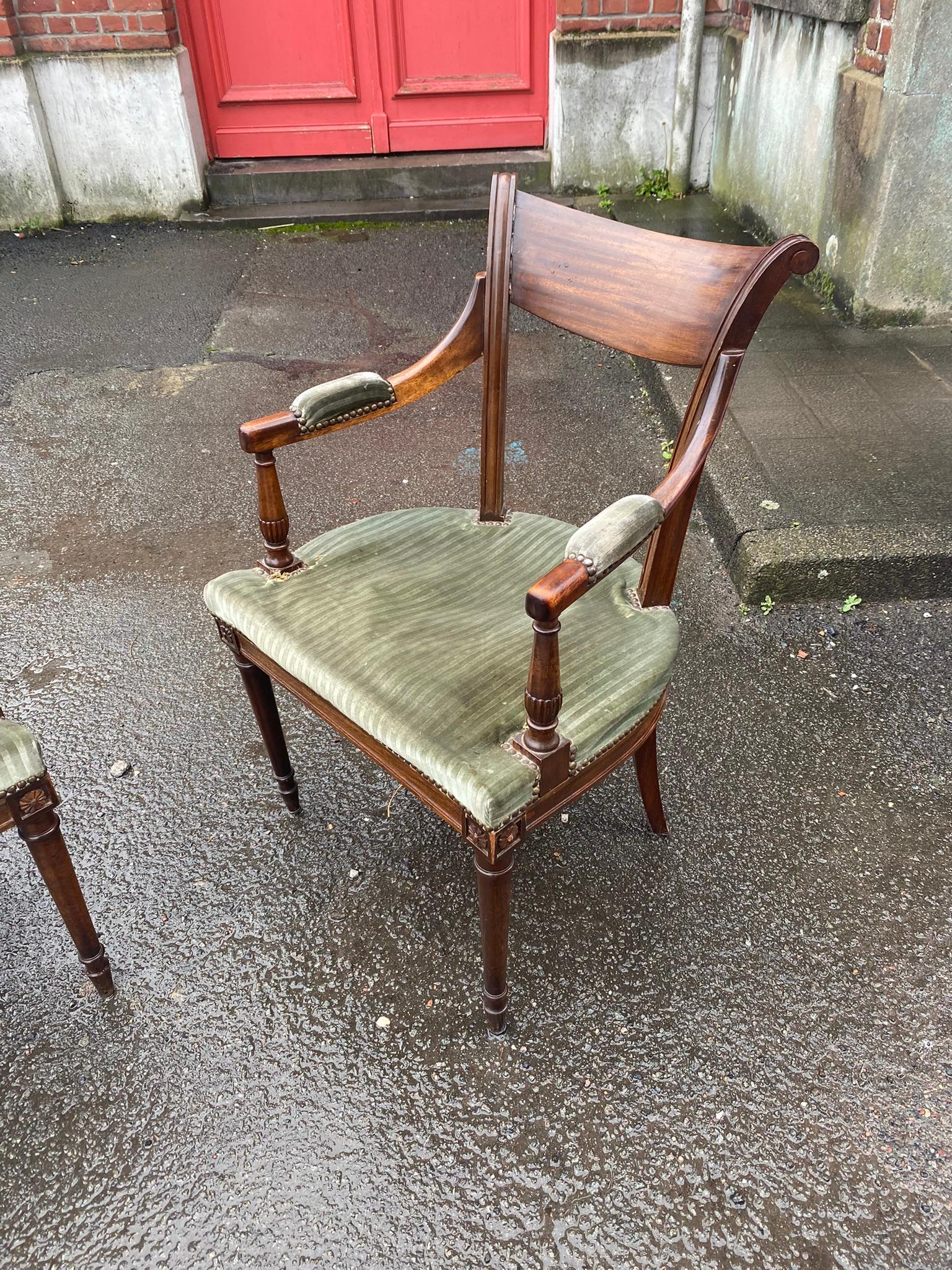 Mid-20th Century 2 Neo Classic Armchairs, circa 1950 For Sale