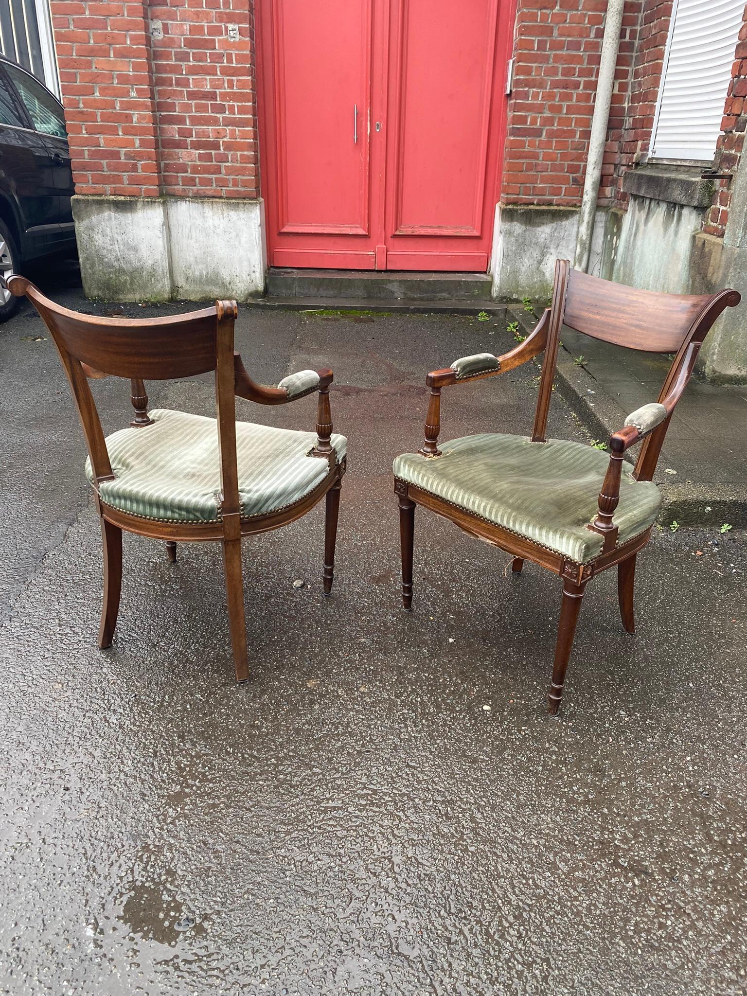 2 Neo Classic Armchairs, circa 1950 For Sale 2