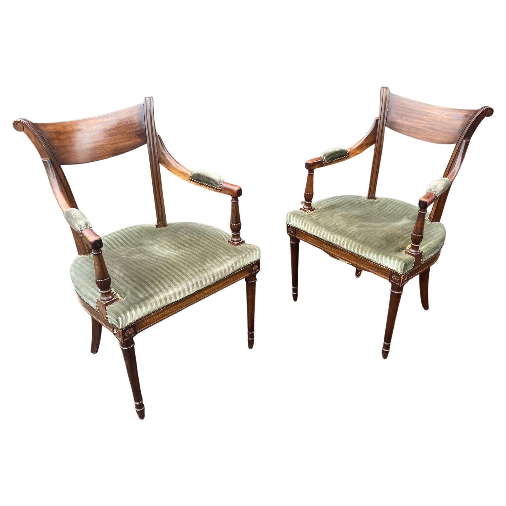 2 Neo Classic Armchairs, circa 1950 For Sale