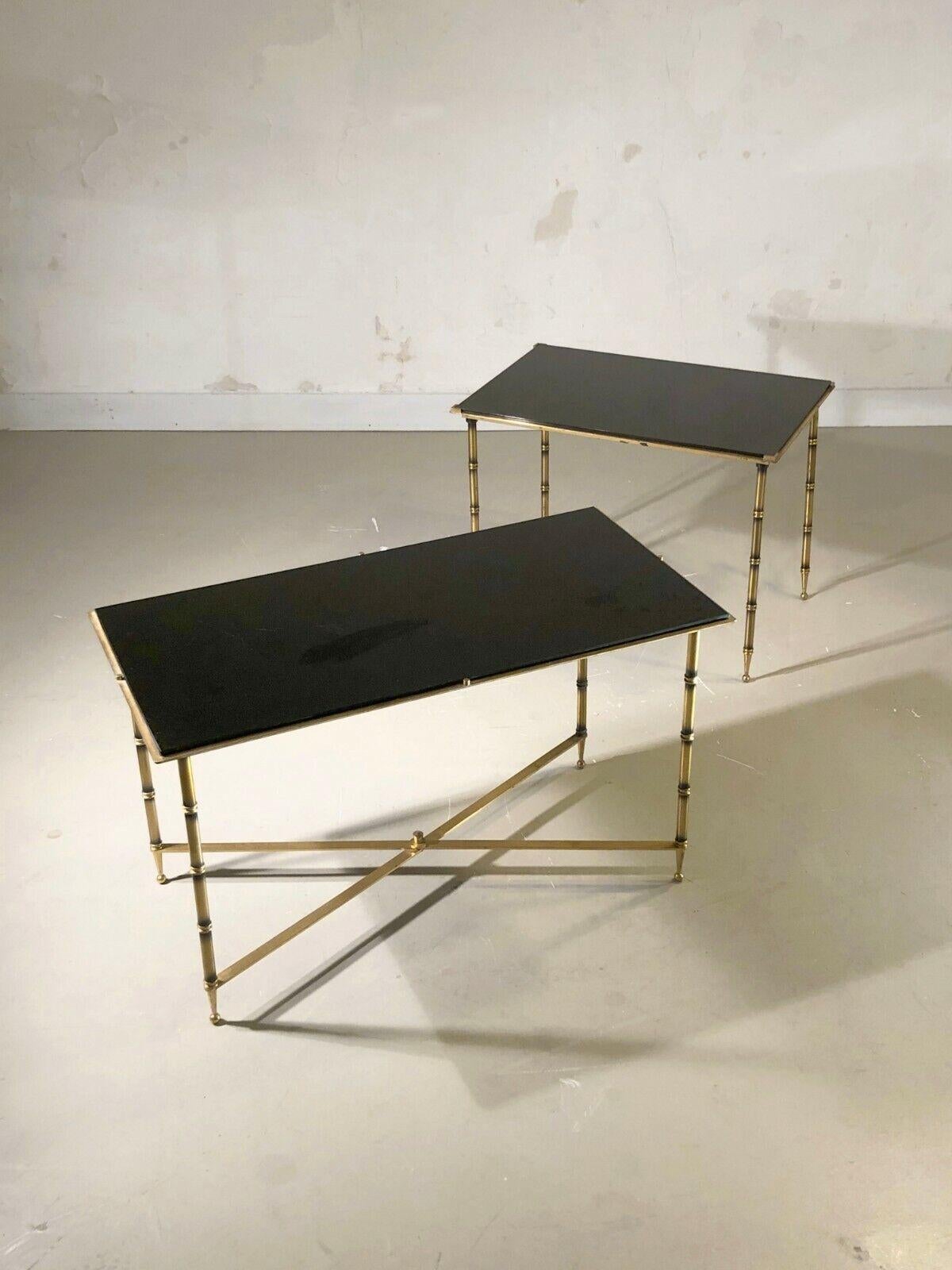 2 NEO-CLASSICAL ART-DECO Side or COFFEE TABLES by MAISON BAGUES, France 1960 In Good Condition For Sale In PARIS, FR