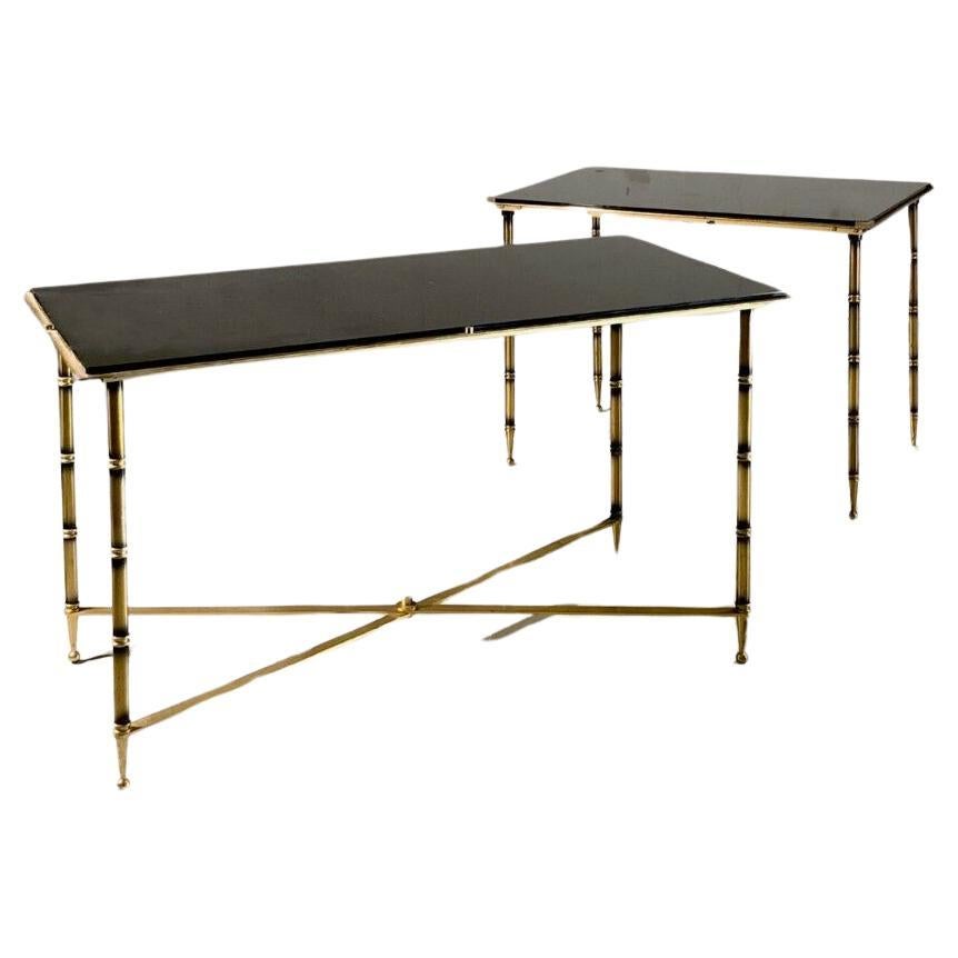 2 NEO-CLASSICAL ART-DECO Side or COFFEE TABLES by MAISON BAGUES, France 1960 For Sale