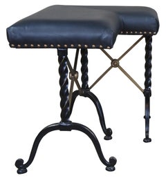 2 Neoclassical Forged Iron & Brass Fireside Fireplace Club Fender Bench Seats