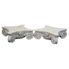 2 colonnes ioniques grecques néoclassiques en fausse pierre Capitals Pedestal Plant Stands 14