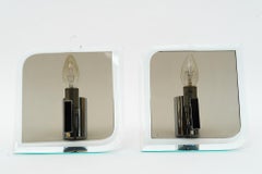 2 Nickel, Glass Wall Lamps Italy Around 1970s