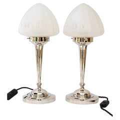 2 lampade da tavolo Art Deco nichelate di Vienna degli anni '20 circa