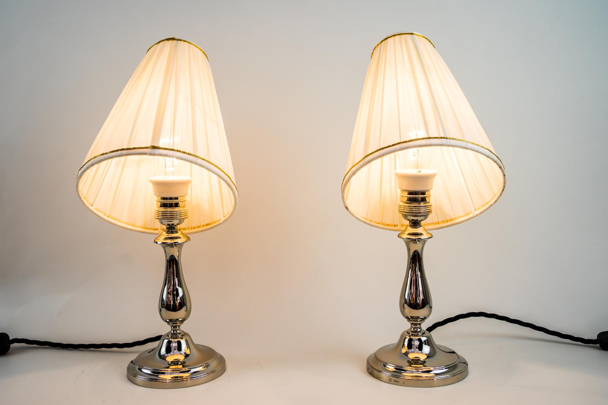 2 Nickel-Plated Table Lamps Vienna around 1920s 5