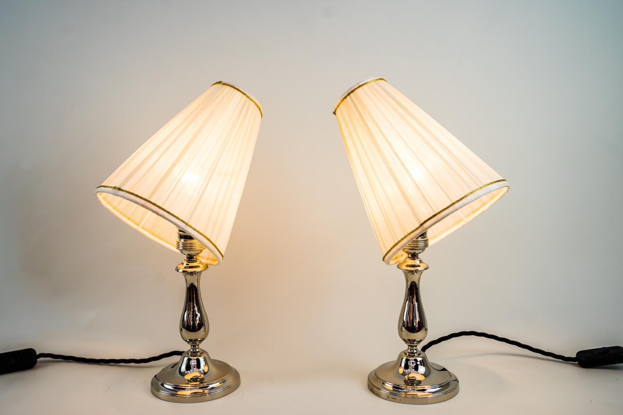 2 Nickel-Plated Table Lamps Vienna around 1920s 6